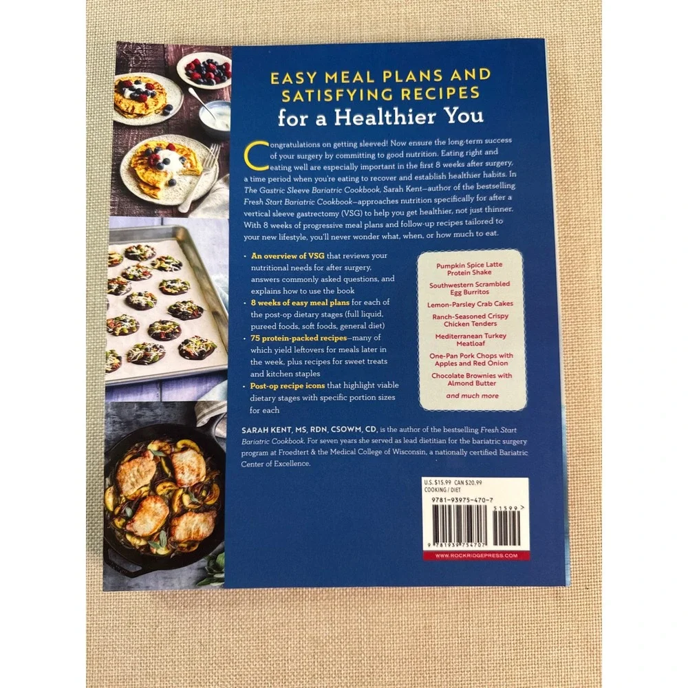 The Gastric Sleeve Bariatric Cookbook Sarah Kent MS RDN Meal Plans Recipes 2018